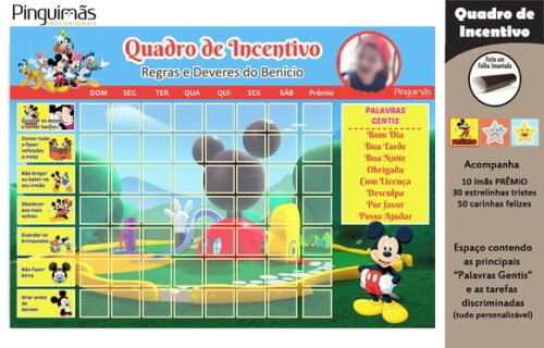 Quadro de Incentivo a Casa do Mickey A4 - Manta Magnética