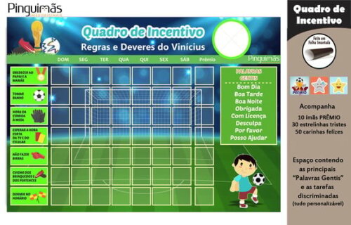 Quadro de Incentivo Futebol A4 - Manta Magnética