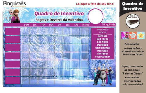 Quadro de Incentivo Frozen A4 - Manta Magnética