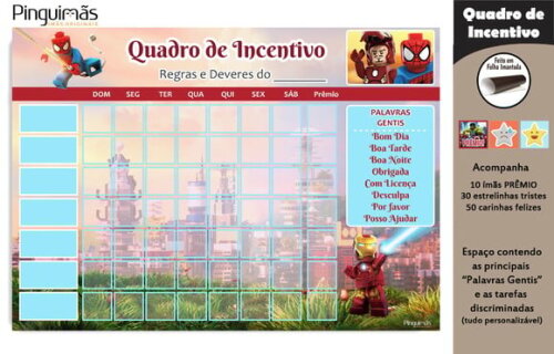 Quadro de Incentivo Lego A4 - Manta Magnética