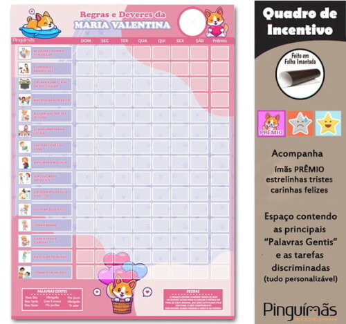 Quadro de Incentivo Cute Dogs A3 - Manta Magnética