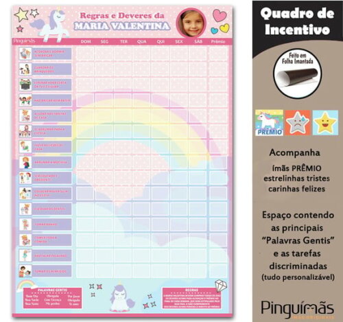 Quadro de Incentivo Unicórnio A3 - Manta Magnética