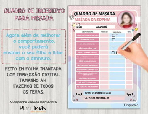 Quadro Educativo de Mesada A4 Cílios - Manta Magnética