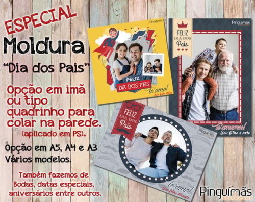 Quadro Feliz Dia dos Pais A5 Personalizado em Imã