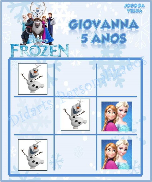 Jogo da Velha Frozen Personalizado | Lembrancinha Festa Infantil