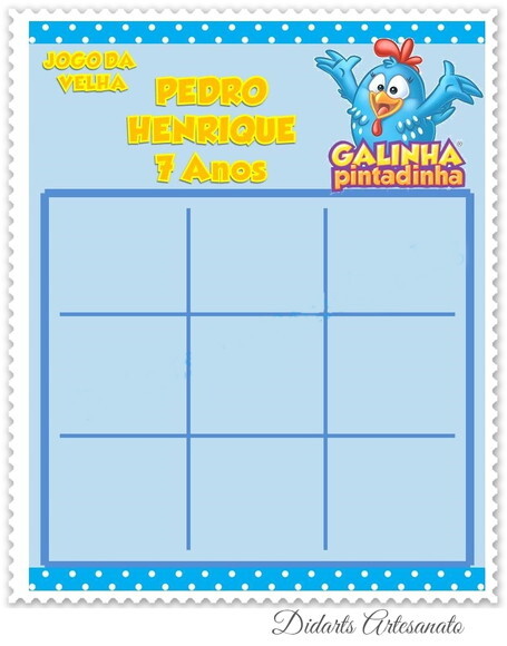 Jogo da Velha Galinha Pintadinha Personalizado | Lembrancinha Fes