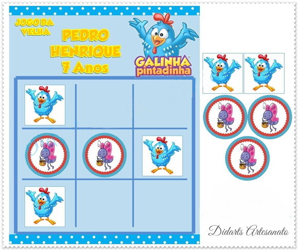 Jogo da Velha Galinha Pintadinha Personalizado | Lembrancinha Fes