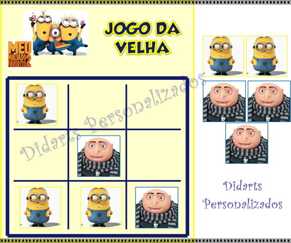 Jogo da Velha Minions Personalizado | Lembrancinha Festa Infantil