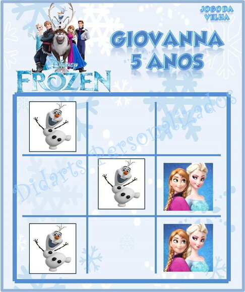 Jogo da Velha Frozen Personalizado | Lembrancinha Festa Infantil