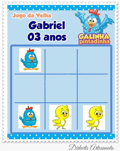 Jogo da Velha Galinha Pintadinha Personalizado | Lembrancinha Festa Infantil