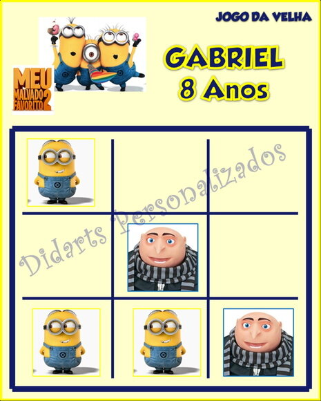 Jogo da Velha Minions Personalizado | Lembrancinha Festa Infantil