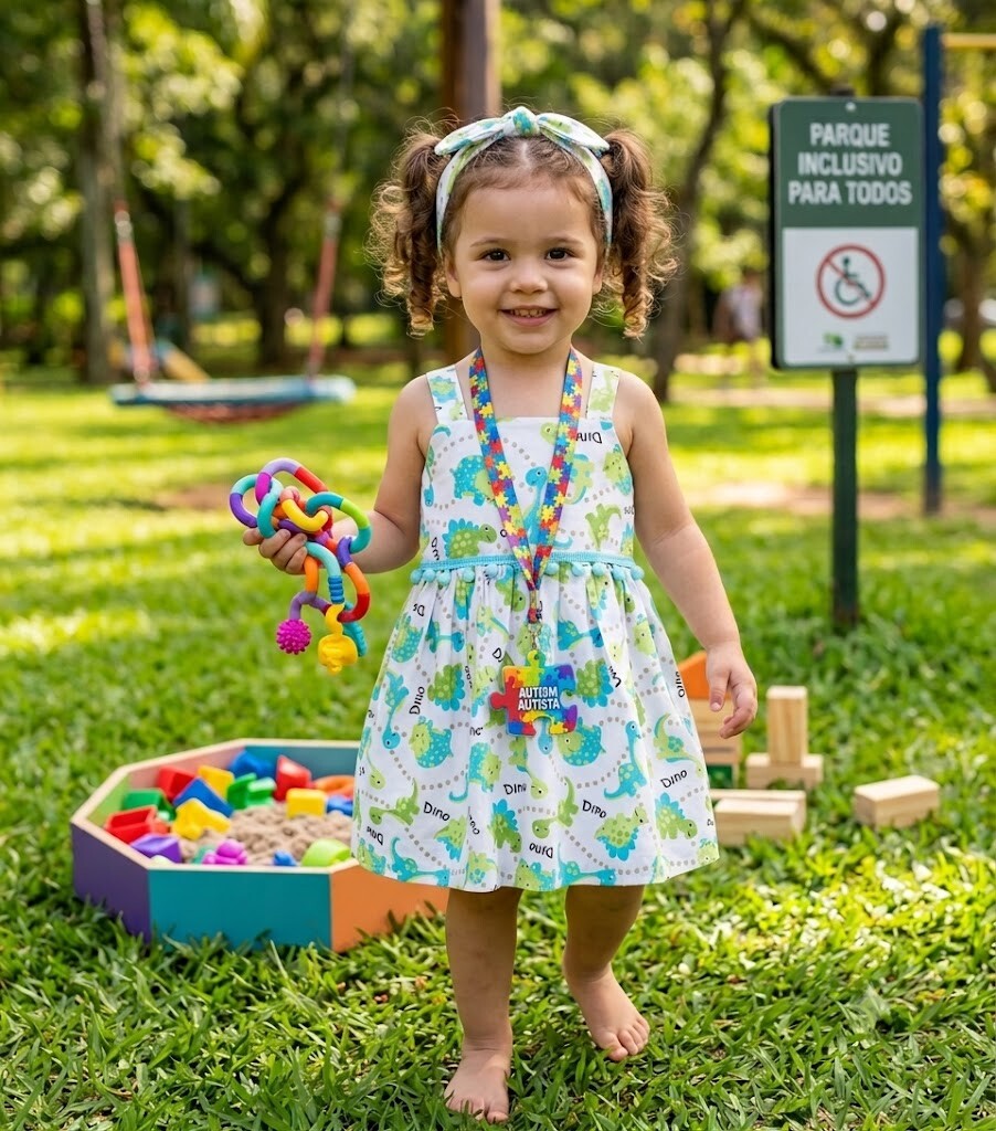 Vestido infantil  alça com tiara  estampado  dinossauro