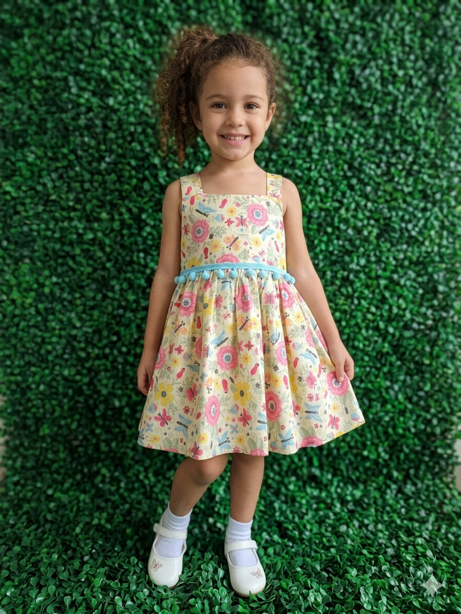 Vestido infantil alça  estampado  floral