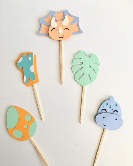 Kit 15 Topper Docinhos Tema Dinossauro Papelaria para Festa