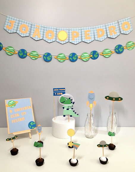Kit Dinossauro Astronauta - Papelaria para Festa