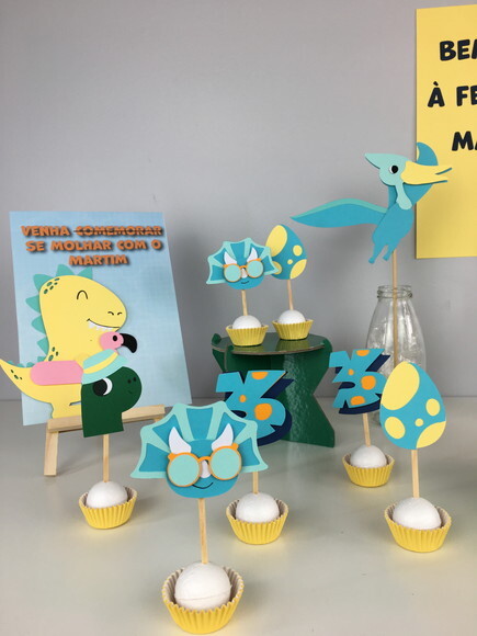 Kit Dinossauro Festa Piscina - Papelaria para Festa