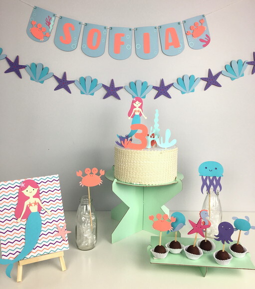 Kit Fundo do Mar Sereia - Papelaria para Festa
