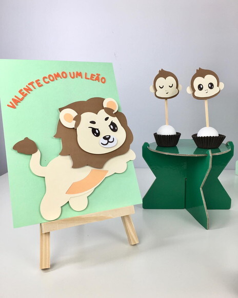 Kit Leão e Macaco - Papelaria para Festa