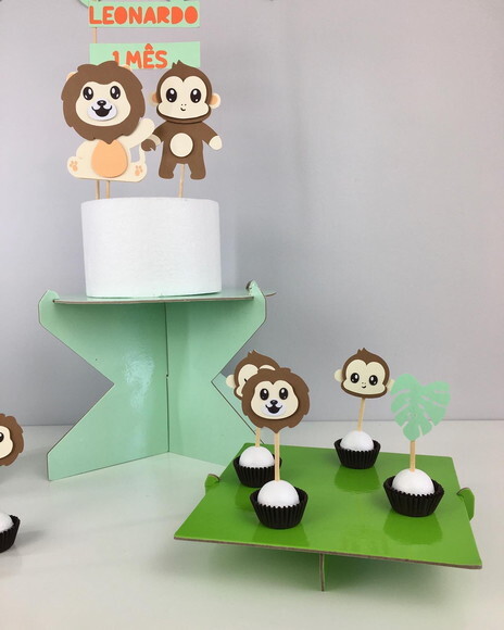 Kit Leão e Macaco - Papelaria para Festa