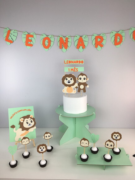 Kit Leão e Macaco - Papelaria para Festa