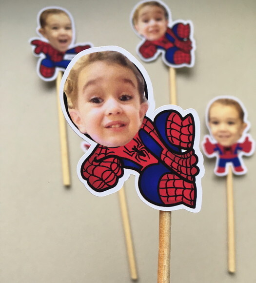 Kit Mini Topper Homem Aranha com Rostinho - 12 Unidades
