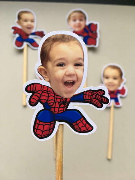 Kit Mini Topper Homem Aranha com Rostinho - 12 Unidades