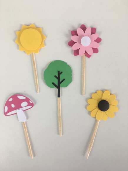 Kit Mini Topper Jardim 10 Unidades - Papelaria para Festa