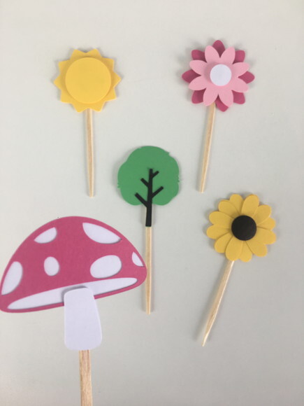 Kit Mini Topper Jardim 10 Unidades - Papelaria para Festa