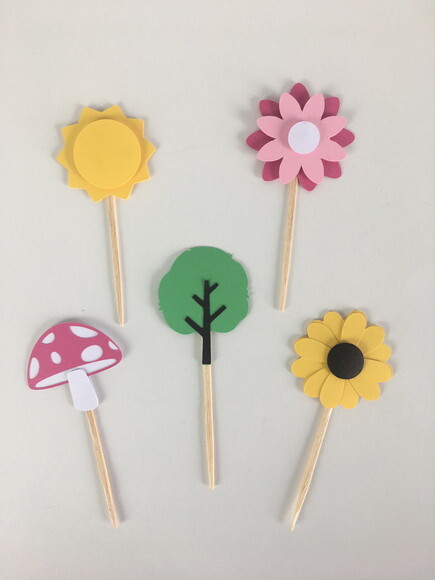 Kit Mini Topper Jardim 10 Unidades - Papelaria para Festa