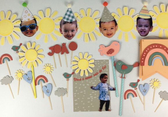 Kit Raio de Sol com Rostinhos - Papelaria para Festa