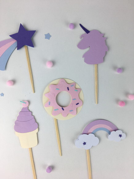Kit Topper Unicórnio 15 un - Papelaria para Festa