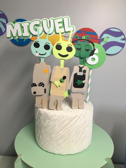 Topo Bolo Aliens na Tv - Papelaria para Festa