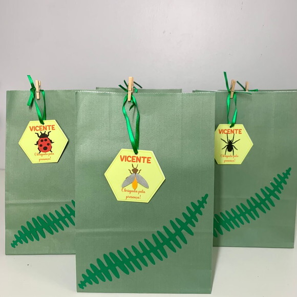 Saco Papel Lembrancinha Insetos - Kit 10 Unidades