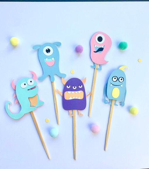 Topper Monstrinhos - Kit 10 Unidades