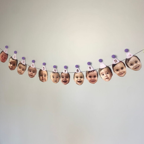 Varal 12 Rostinhos com Número no Chapéu