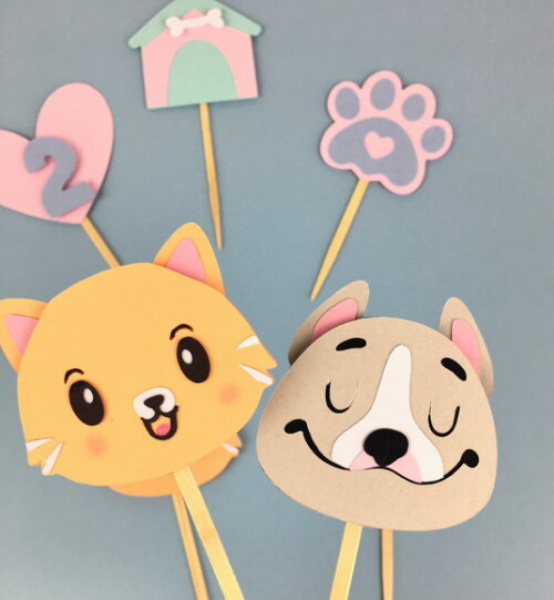 Kit 15 Topper Tema Pets - Papelaria para Festa