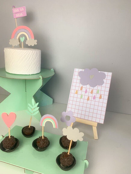 Kit Arco-íris Boho - Papelaria para Festa