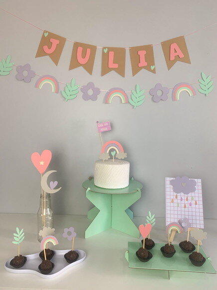 Kit Arco-íris Boho - Papelaria para Festa