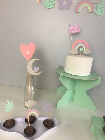 Kit Arco-íris Boho - Papelaria para Festa