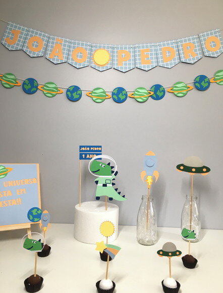 Kit Dinossauro Astronauta - Papelaria para Festa
