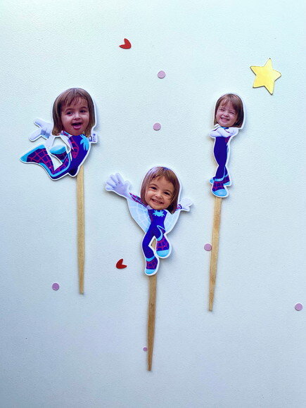Kit Mini Topper 12u Aranha Fantasma - Papelaria para Festa