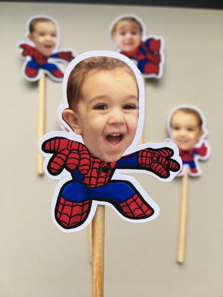 Kit Mini Topper Homem Aranha com Rostinho - 12 Unidades