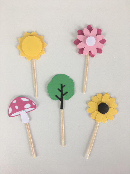 Kit Mini Topper Jardim 10 Unidades - Papelaria para Festa