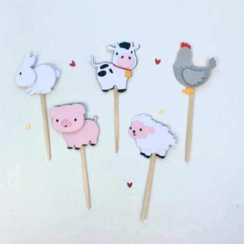 Kit Topper Bichinhos Fazenda 10 un - Papelaria para Festa