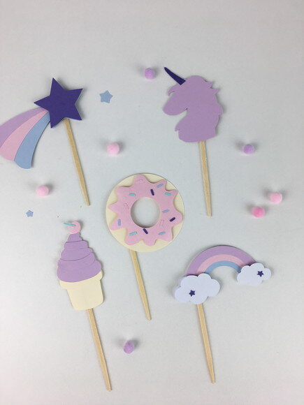 Kit Topper Unicórnio 15 un - Papelaria para Festa