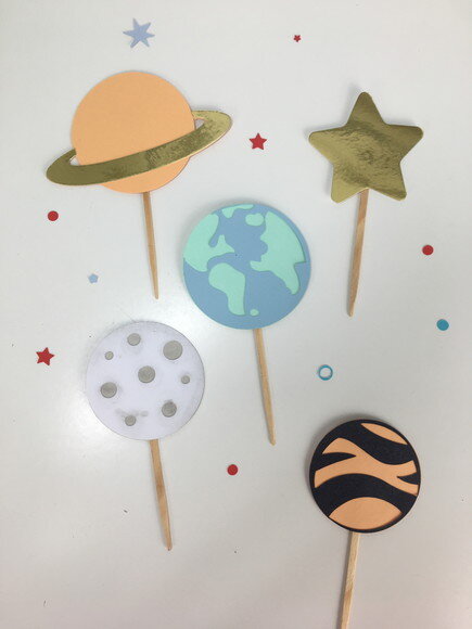 Kit Toppers Planetas10 Unidades - Papelaria para Festa