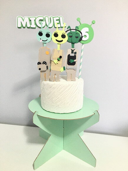 Topo Bolo Aliens na Tv - Papelaria para Festa