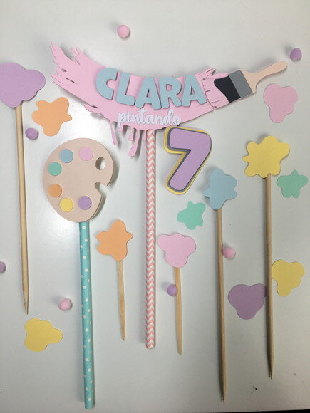 Topo de Bolo Pintando o 7 - Papelaria para Festa