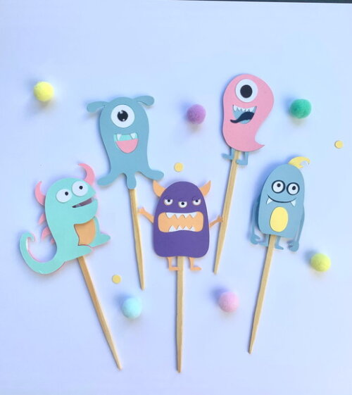 Topper Monstrinhos - Kit 10 Unidades