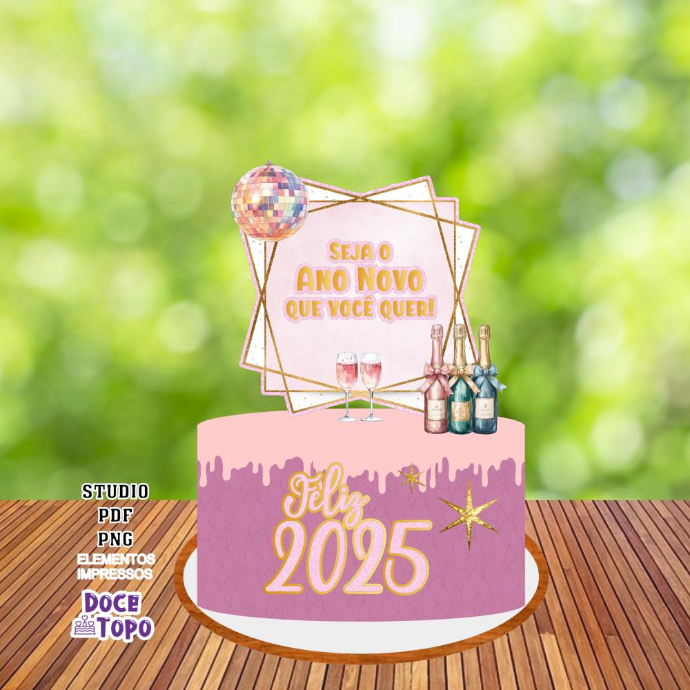 Topo de Bolo Ano Novo 05 Studio/PDF/PNG